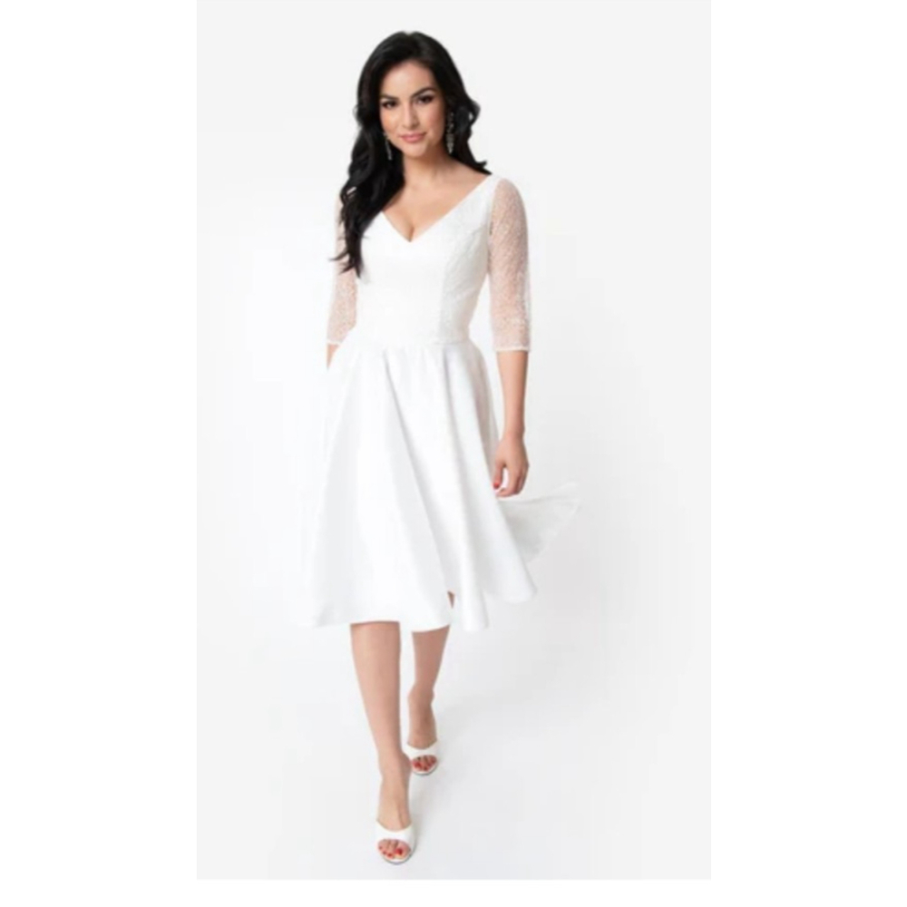 Unique Vintage x Dolly Couture Dress X-Small Wedding Juliette White Full Skirted